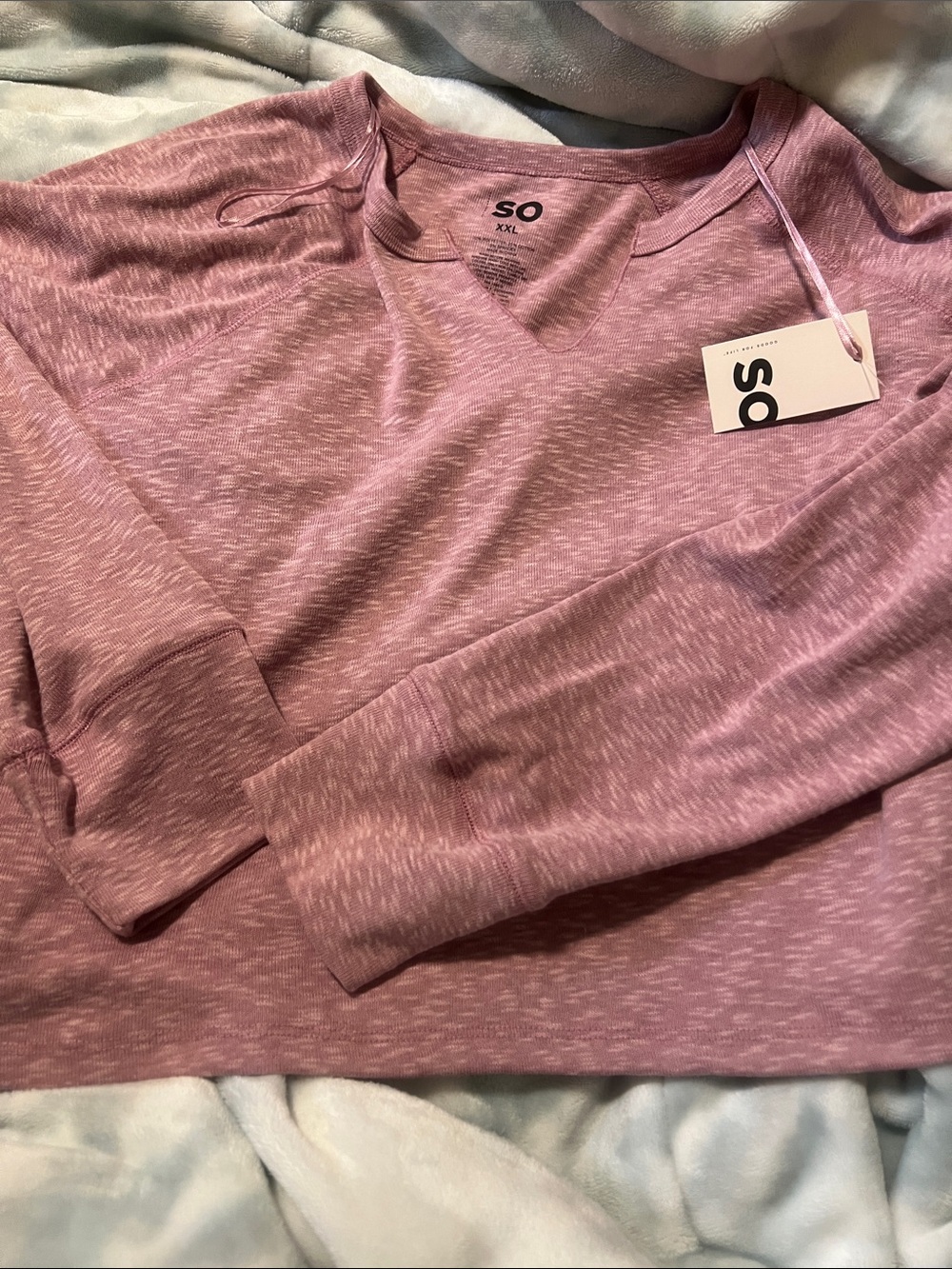 SO Marled Dusty Rose V-Neck long sleeve